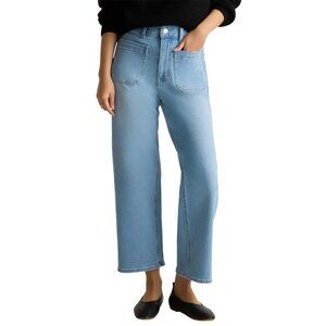 Quince Bella Stretch Patch Pocket Wide Leg Jeans, Frosted Blue, Size 26